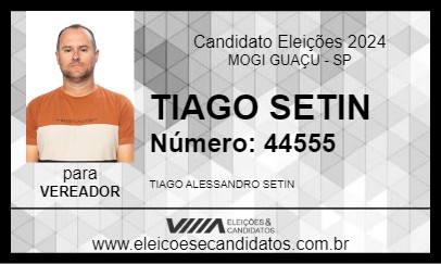 Candidato TIAGO SETIN 2024 - MOGI GUAÇU - Eleições