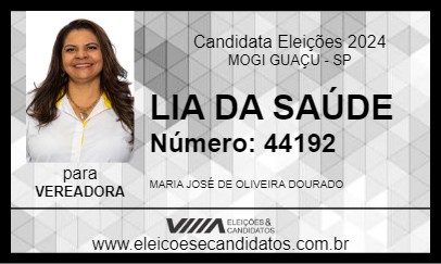 Candidato LIA DA SAÚDE 2024 - MOGI GUAÇU - Eleições