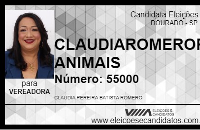 Candidato CLAUDIAROMEROPROTETORA ANIMAIS 2024 - DOURADO - Eleições