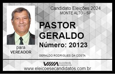 Candidato PASTOR GERALDO 2024 - MONTE ALTO - Eleições