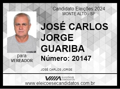 Candidato JOSÉ CARLOS JORGE GUARIBA 2024 - MONTE ALTO - Eleições