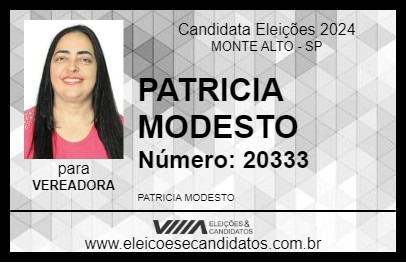 Candidato PATRICIA MODESTO 2024 - MONTE ALTO - Eleições