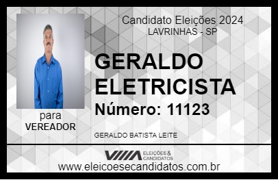 Candidato GERALDO ELETRICISTA 2024 - LAVRINHAS - Eleições