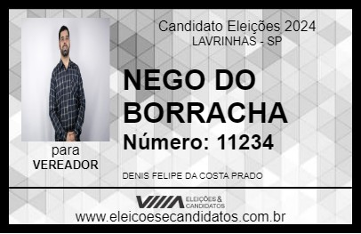 Candidato NEGO DO BORRACHA 2024 - LAVRINHAS - Eleições