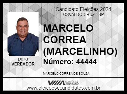 Candidato MARCELO CORREA (MARCELINHO) 2024 - OSVALDO CRUZ - Eleições