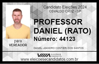 Candidato PROFESSOR DANIEL (RATO) 2024 - OSVALDO CRUZ - Eleições