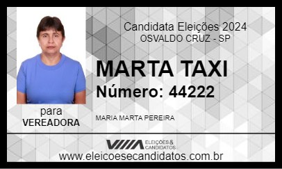 Candidato MARTA TAXI 2024 - OSVALDO CRUZ - Eleições