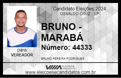 Candidato BRUNO - MARABÁ 2024 - OSVALDO CRUZ - Eleições