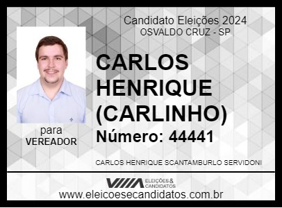 Candidato CARLOS HENRIQUE (CARLINHO) 2024 - OSVALDO CRUZ - Eleições