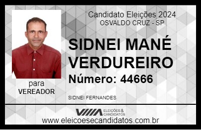 Candidato SIDNEI MANÉ VERDUREIRO 2024 - OSVALDO CRUZ - Eleições