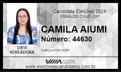 Candidato CAMILA AIUMI 2024 - OSVALDO CRUZ - Eleições