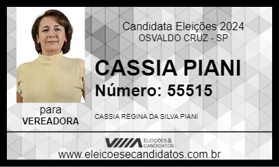 Candidato CASSIA PIANI 2024 - OSVALDO CRUZ - Eleições