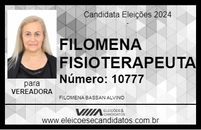 Candidato FILOMENA FISIOTERAPEUTA 2024 - AMPARO - Eleições