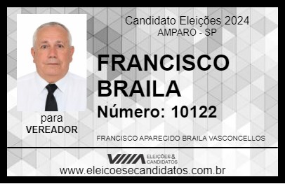 Candidato FRANCISCO BRAILA 2024 - AMPARO - Eleições