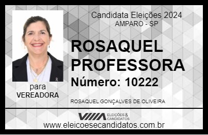 Candidato ROSAQUEL PROFESSORA 2024 - AMPARO - Eleições