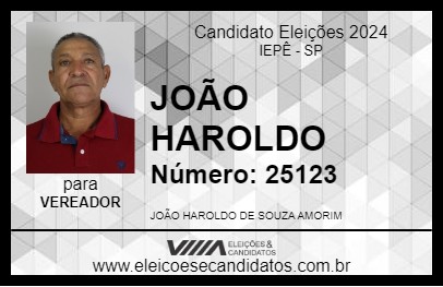 Candidato JOÃO HAROLDO 2024 - IEPÊ - Eleições