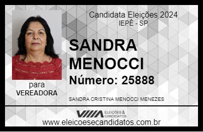 Candidato SANDRA MENOCCI 2024 - IEPÊ - Eleições