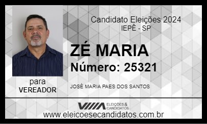 Candidato ZÉ MARIA 2024 - IEPÊ - Eleições