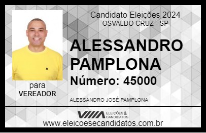 Candidato ALESSANDRO PAMPLONA 2024 - OSVALDO CRUZ - Eleições