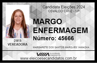 Candidato MARGO ENFERMEIRA 2024 - OSVALDO CRUZ - Eleições