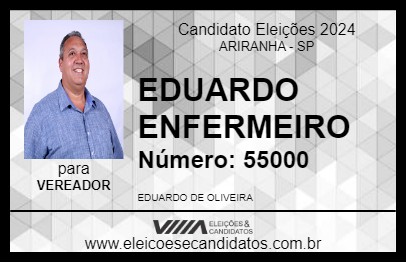 Candidato EDUARDO ENFERMEIRO 2024 - ARIRANHA - Eleições