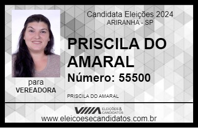 Candidato PRISCILA DO AMARAL 2024 - ARIRANHA - Eleições