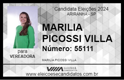 Candidato MARILIA PICOSSI VILLA 2024 - ARIRANHA - Eleições