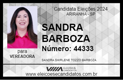 Candidato SANDRA BARBOZA 2024 - ARIRANHA - Eleições