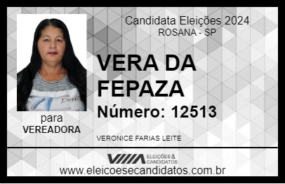 Candidato VERA DA FEPAZA 2024 - ROSANA - Eleições