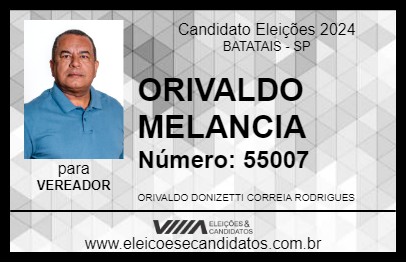 Candidato ORIVALDO MELANCIA 2024 - BATATAIS - Eleições