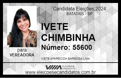 Candidato IVETE CHIMBINHA 2024 - BATATAIS - Eleições