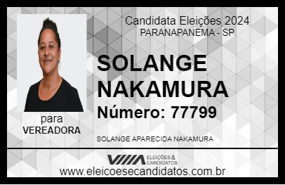 Candidato SOLANGE NAKAMURA 2024 - PARANAPANEMA - Eleições