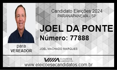 Candidato JOEL DA PONTE 2024 - PARANAPANEMA - Eleições