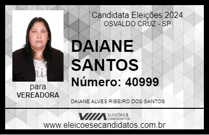 Candidato DAIANE SANTOS 2024 - OSVALDO CRUZ - Eleições