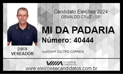 Candidato MI DA PADARIA 2024 - OSVALDO CRUZ - Eleições