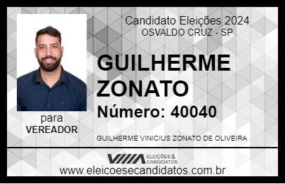 Candidato GUILHERME ZONATO 2024 - OSVALDO CRUZ - Eleições