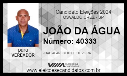 Candidato JOÃO DA ÁGUA 2024 - OSVALDO CRUZ - Eleições