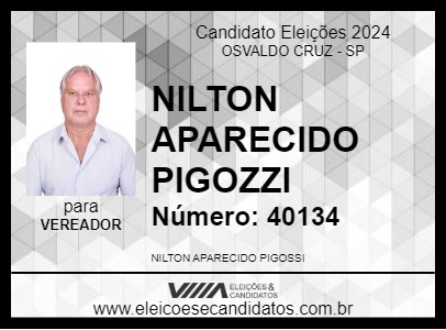 Candidato NILTON APARECIDO PIGOZZI 2024 - OSVALDO CRUZ - Eleições