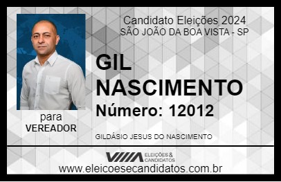 Candidato GIL NASCIMENTO 2024 - SÃO JOÃO DA BOA VISTA - Eleições