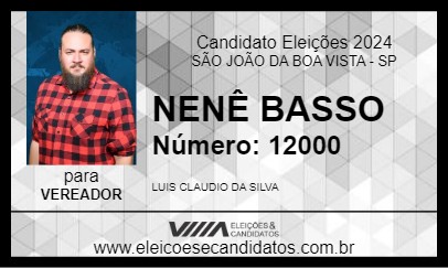 Candidato NENÊ BASSO 2024 - SÃO JOÃO DA BOA VISTA - Eleições