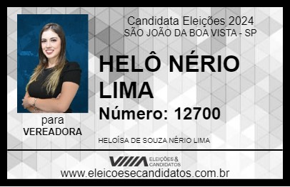 Candidato HELÔ NÉRIO LIMA 2024 - SÃO JOÃO DA BOA VISTA - Eleições