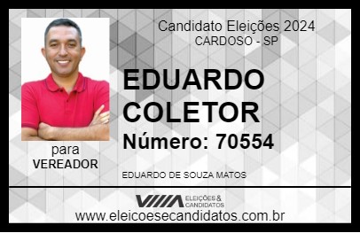 Candidato EDUARDO COLETOR 2024 - CARDOSO - Eleições