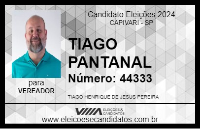 Candidato TIAGO PANTANAL 2024 - CAPIVARI - Eleições