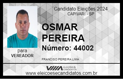 Candidato OSMAR PEREIRA 2024 - CAPIVARI - Eleições