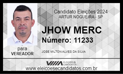 Candidato JHOW MERC 2024 - ARTUR NOGUEIRA - Eleições