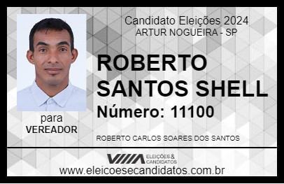 Candidato ROBERTO SANTOS SHELL 2024 - ARTUR NOGUEIRA - Eleições