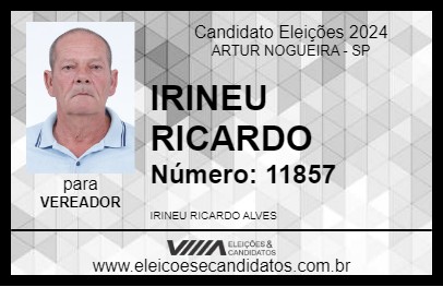 Candidato IRINEU RICARDO 2024 - ARTUR NOGUEIRA - Eleições