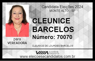 Candidato CLEUNICE BARCELOS 2024 - MONTE ALTO - Eleições