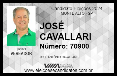 Candidato JOSÉ CAVALLARI 2024 - MONTE ALTO - Eleições