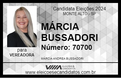 Candidato MÁRCIA BUSSADORI 2024 - MONTE ALTO - Eleições